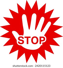 Palm Stop Sign Isolated Vector Icon