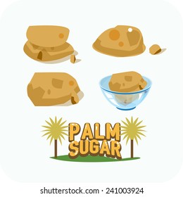 palm sugar set  - vector illustration