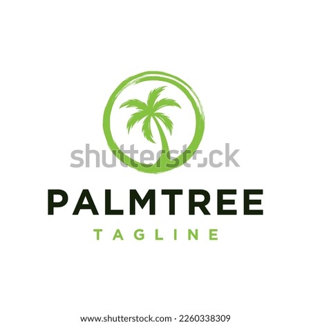 palm summer beach logo vector illustration