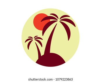 Palm summer beach simple icon