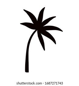 Palm. Summer icons. Black-white set minimalistic set. Simple vector illustration on a white background.