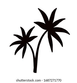 Palm. Summer icons. Black-white set minimalistic set. Simple vector illustration on a white background.