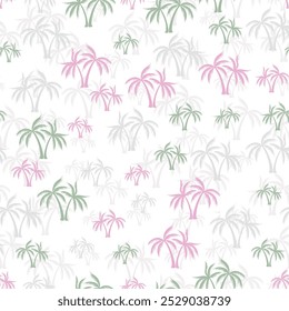 Palm summer seamless pattern. Fabric print with trees. Natural vector background design. Hawaii style wallpaper Exotic floral hawaiian repeat pattern.