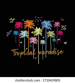 palm summer slogan paradise design