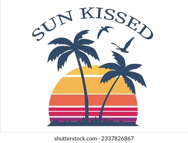 palm sun kissed design vector paradise california sun bird 