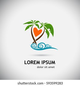Palm sun sea logo. Vector