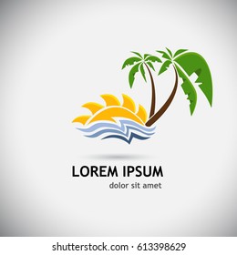 Palm sun sea. Vector
