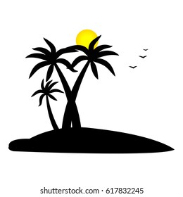 Palm sun and tree logo design