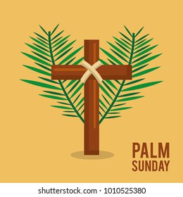 palm sunday branches text with cross easter celebration