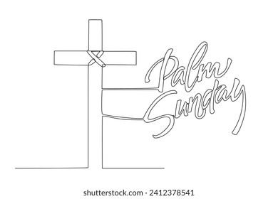 Palm Sunday is celebrated on Sunday. palm Sunday one-line drawing