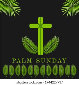 Palm Sunday with a cross and dark background