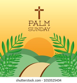 palm sunday cross hills sun branch card decoration