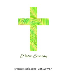 Palm Sunday cross isolated on white background. Vector illustration