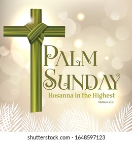 Palm Sunday Cross Logo Vector Illustration