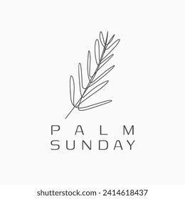 Palm Sunday elegant and minimalist doodle style for spirituality vector design element