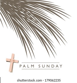 Palm Sunday frond and cross on white EPS 10 vector, grouped for easy editing. No open shapes or paths.