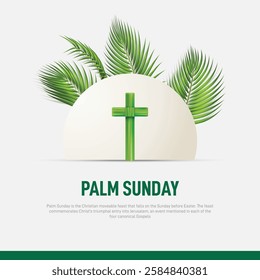 Palm Sunday, Good Friday, Holy Saturday, Easter Sunday. Palms, Chalice and bread, Jesus Christ concept banner, poster, social media post, postcard, background, backdrop, template, cover design etc.