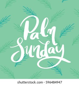 Palm Sunday greetings with palm leaf background vector art design