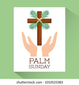 palm sunday hands with cross religious poster