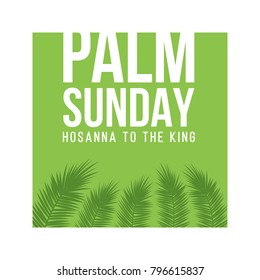 Palm Sunday holiday card, poster with palm leaves border, frame. Vector background.