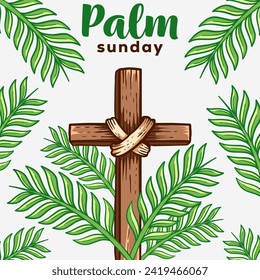 palm sunday illustration in hand drawn style vector design