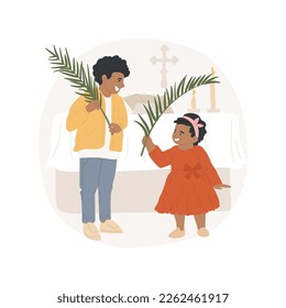 Palm Sunday isolated cartoon vector illustration. Children adhering to Palm Sunday celebration tradition, holding palm branches, religious festivals, holy days in the church vector cartoon.