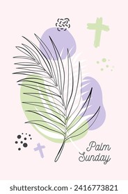 Palm Sunday. Palm leaf in abstract creative universal artistic template vector illustration