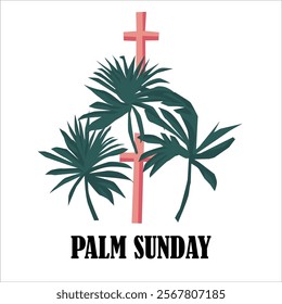 Palm Sunday with leaves and cross