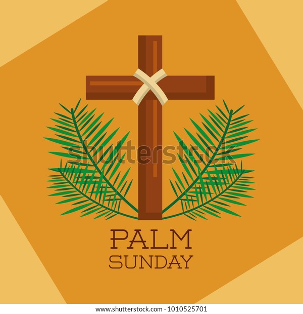 Palm Sunday Sacred Cross Branches Decoration Stock Vector Royalty Free 1010525701