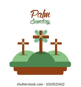 palm sunday three crosses in the hills card