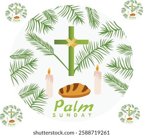 Palm Sunday vector illustration. Good for banner, poster, greeting card, party card, invitation, template, advertising, campaign, and social media.