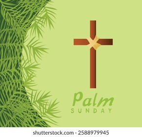 Palm Sunday vector illustration. Good for banner, poster, greeting card, party card, invitation, template, advertising, campaign, and social media.