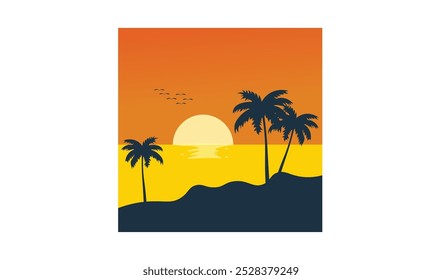 Palm sunset vector illustration for use