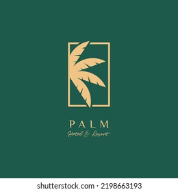 Palm Therapy with golden color logo design inspiration