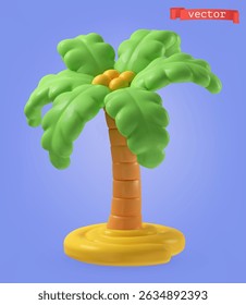 Palm tree 3d cartoon vector icon