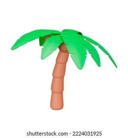 Palm tree 3d icon. tropical tree. Isolated object on transparent background