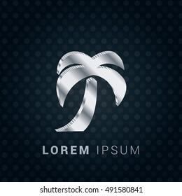 Palm Tree 3D silver/platinum metallic chromium precious Icon / Logo Design