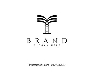 logotipo abstracto de la palmera en concepto de diseño de arte de línea