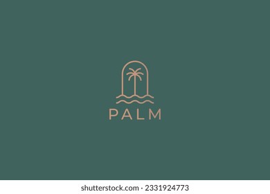 Palm Tree Abstract Minimalist Logo Luxury Design Template Tropical Summer Holiday Resort