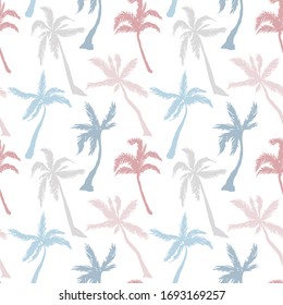 Palm tree abstract pattern seamless in simple style vector illustration. Pastel colors for print, textile, cover.