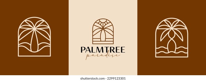 Palm Tree Abstract Summer and Vacation Icon or Logo. Universal creative premium symbol. Vector sign icon logo template. Vector illustration