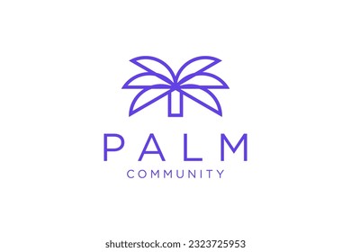 palm tree abstract summer and vacation badge and emblem for holiday rentals, travel services, tropical spa and beauty studios