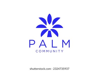 palm tree abstract summer and vacation badge and emblem for holiday rentals, travel services, tropical spa and beauty studios