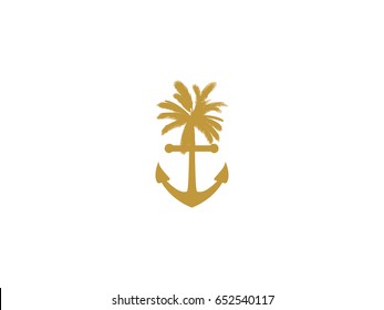 Palm Tree anchor logo in gold color