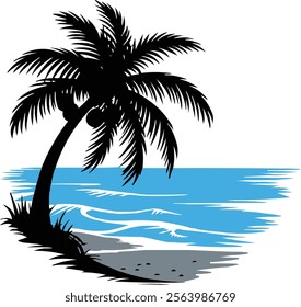 Palm Tree around sea beach