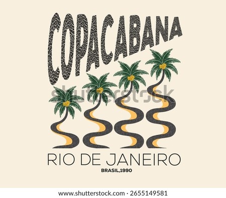 Palm tree artwork. Tropical paradise. Tropical vibes t shirt artwork. Amazing brasil. Copacabana beach art. Rio de janeiro.