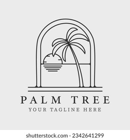 palm tree badge line art logo vector symbol illustration graphic design