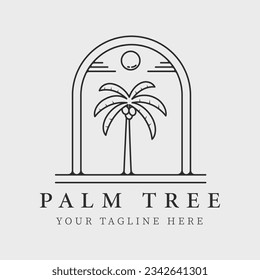 palm tree badge line art logo vector symbol illustration graphic design