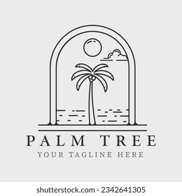 palm tree badge line art logo vector symbol illustration graphic design