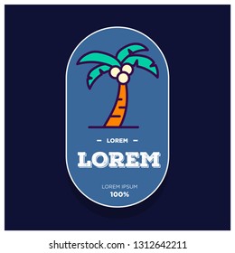 Palm Tree Badge Sticker Vector Illustration